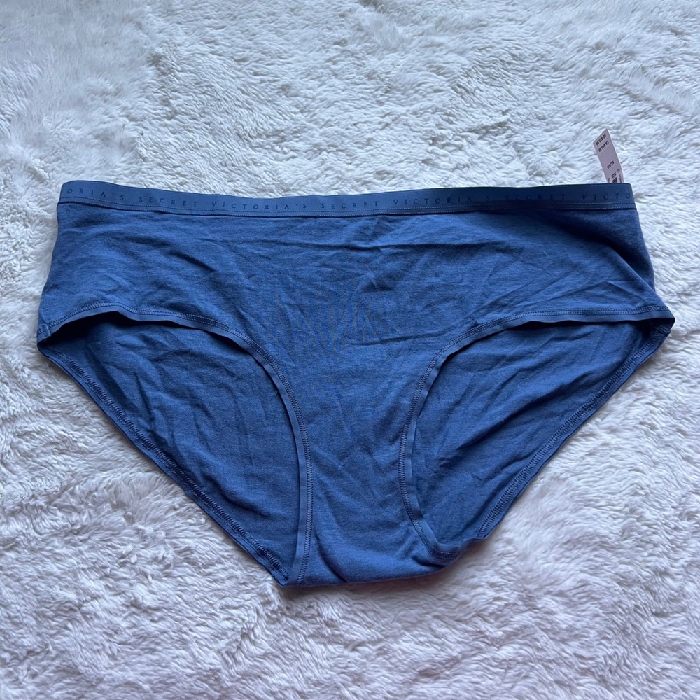 Victorias Secret Blue Cotton Logo Waistband Bikini Panty XL 11244850 CC 1J3W NWT